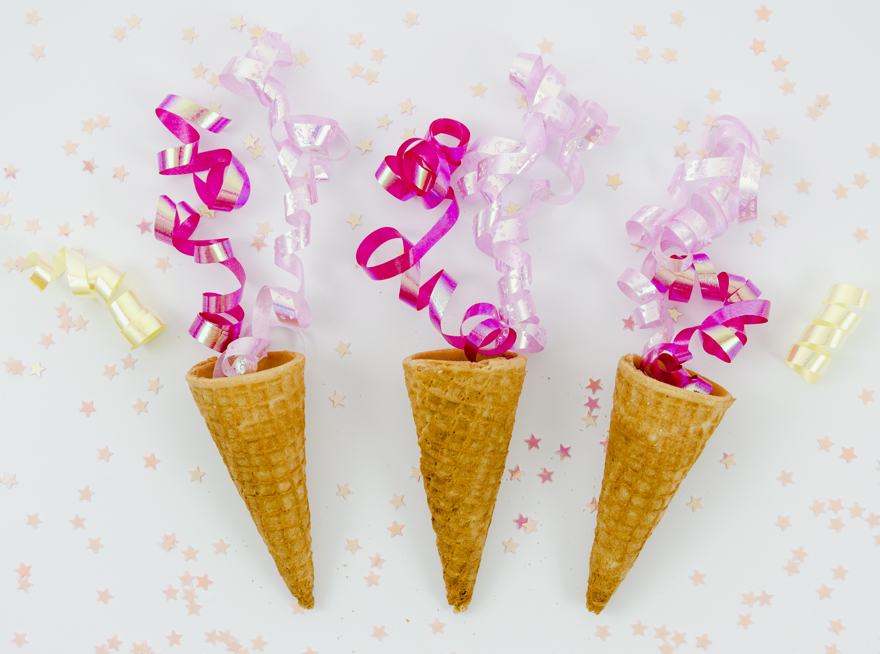 pink confetti ice cream cones